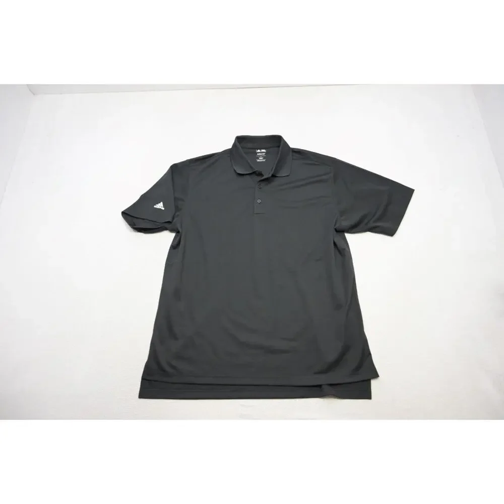 Adidas Golf Polo ClimaLite‎ Black Short Sleeve Athletic Golf Shirt Mens Sz Large